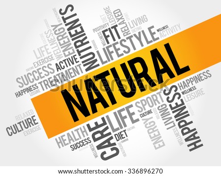 NATURAL word cloud, fitness, sport, health concept
