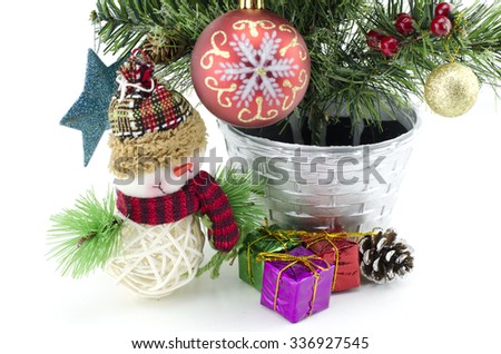 closeup image of santa claus with christmas decoration isolated on white background