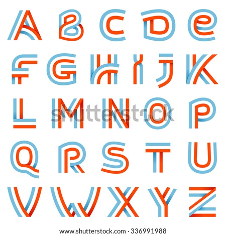 Alphabet letters set. This letter can be used for a sports team identity. Also, it can be a red-white-blue colors ribbon flag.