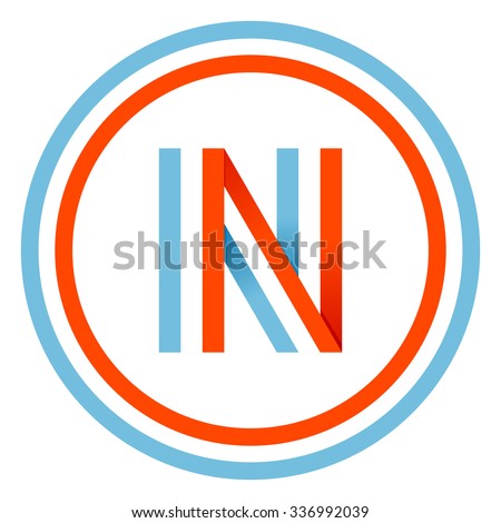 N letter design template. This letter can be used for a sports team identity. Also, it can be a red-white-blue colors ribbon flag.