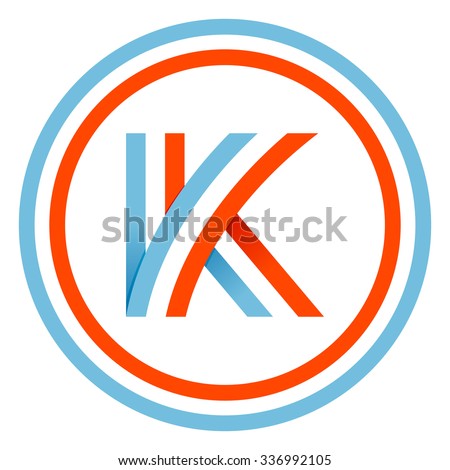 K letter design template. This letter can be used for a sports team identity. Also, it can be a red-white-blue colors ribbon flag.