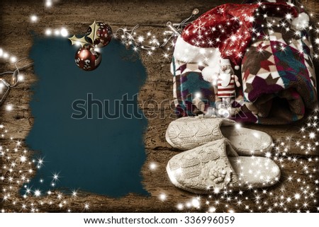 Christmas postcards,relaxing on holiday Christmas concept and blank space to writing text or put photo