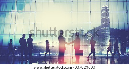 Business People Meeting Commuter Greeting Handshake Concept