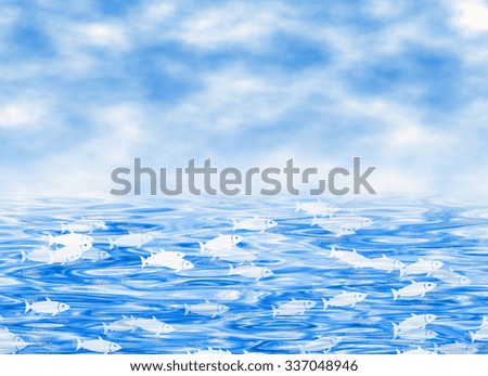 shoal of fish on blue water