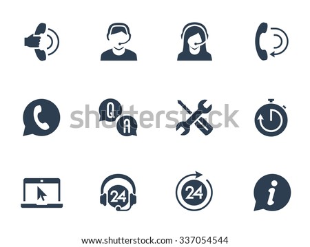 Support service and telemarketing vector icon set Royalty-Free Stock Photo #337054544