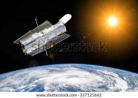 Hubble telescope observe the sun - Elements of this image furnished by NASA Royalty-Free Stock Photo #337125662