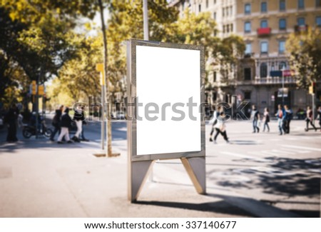 Mock up of blank advertising light box in the city 