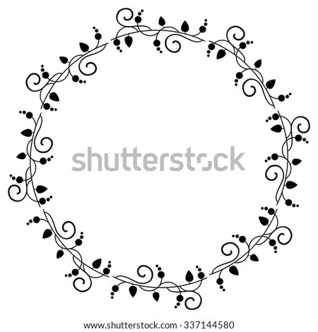 Round silhouette frame with floral elements