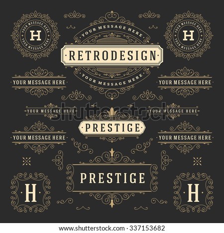 Vintage Vector Ornaments Decorations Design Elements. Flourishes calligraphic combinations retro for Invitations, Restaurant Menu, Royalty, Typography, Quotes, Greeting cards, Certificate and other. 