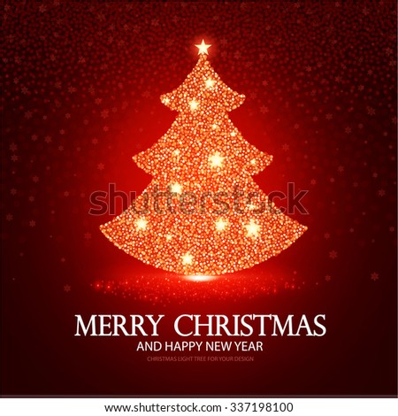 Shining Christmas Tree. Celebration Card & Season Poster. Vector illustration.