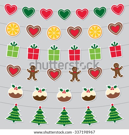Christmas bunting decoration vector set