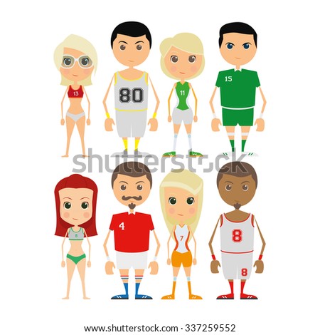 Set of sport players on a white background