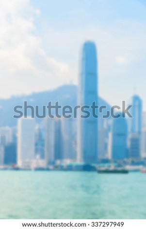 Abstract blur Hong kong skyline city background