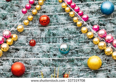 Christmas fir branch with decor balls