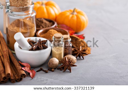 Homemade pumpkin pie spice in a glass jar