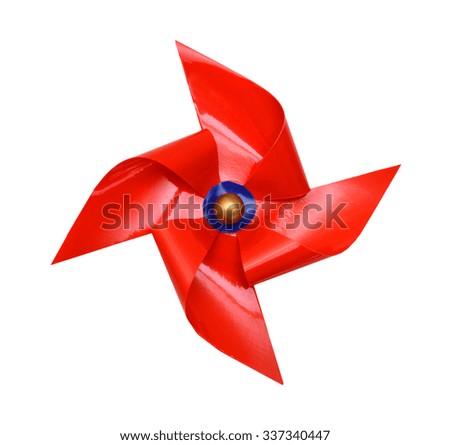 Toy pinwheel on white background