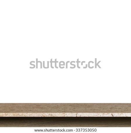 Empty top of natural stone table isolated on white background. For product display