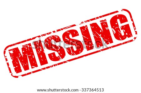 MISSING red stamp text on white Royalty-Free Stock Photo #337364513
