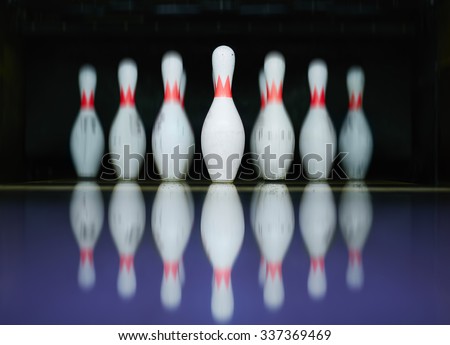 Row of bowling skittles