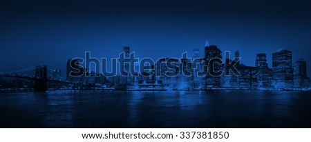 Light Blue Panorama Of New York City Concept