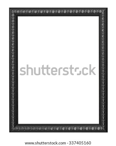 Old Antique frame Isolated Decorative Carved Wood Stand Antique Black Frame Isolated On White Background