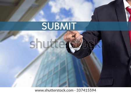 Businessman hand touching SUMMIT tab on virtual screen