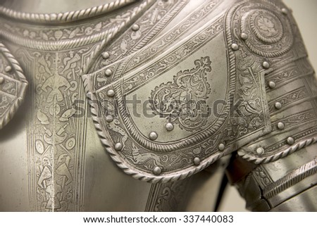 Detail of an european medieval armor Royalty-Free Stock Photo #337440083