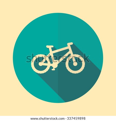 mountain bike icon in flat design and long shadow