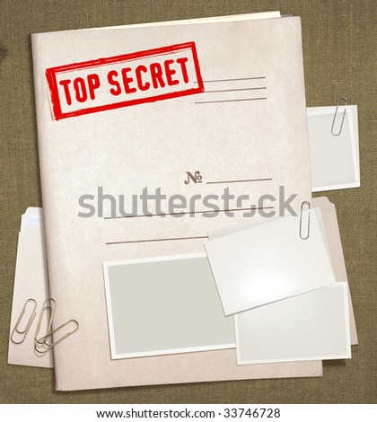 dorsal view of military top secret folder with stamp