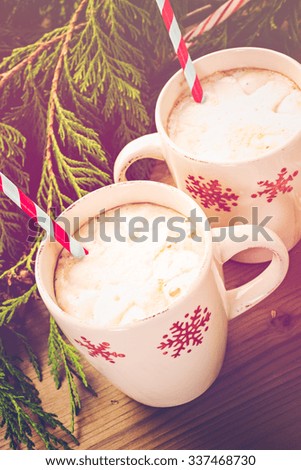Hot chocolate garnished with home made marshmallows.