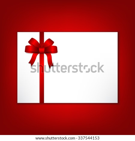 Greeting card with red gift bows and ribbons for Christmas, New year and Valentine, vector illustration