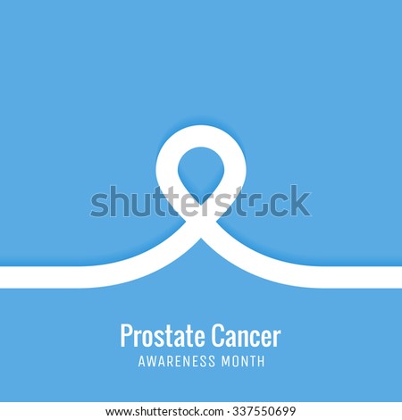 Outline prostate cancer blue ribbon awareness. Minimal abstract vector illustration. 