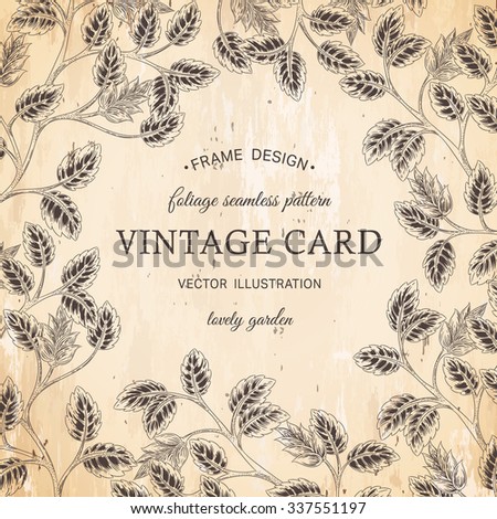 Vector greeting card, posters, flayers, brochures, invitation, wedding and save the date template design cards. Vintage foliage decorative ornamental background