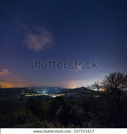Czech mountains night, Milky Way, coast, stones, night