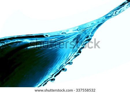 cyan water splash isolated on white background
