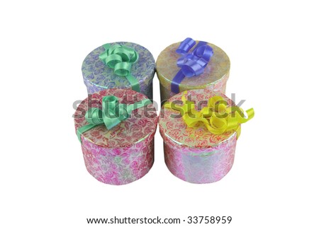colorful present boxes isolated over white background