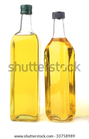 olive oil bottles isolated over white background