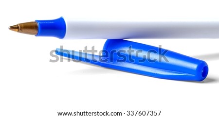 Close-Up of Ballpoint Pen with Pen Cap - Isoated Royalty-Free Stock Photo #337607357