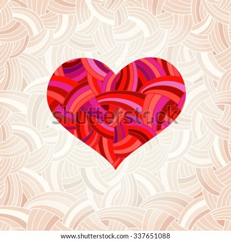 Valentine's Day background with red heart. Vector illustration. Heart under the mask - editable for your design.