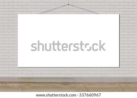 white Billboard on grey brick wall background