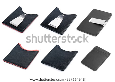 Leather business card holders isolated on white background.