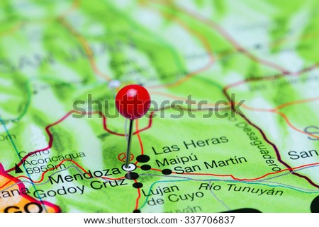 Mendoza pinned on a map of Argentina 