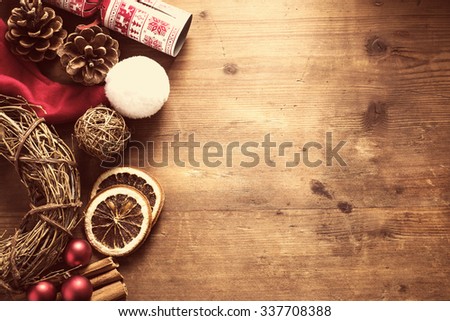 Vintage Christmas decoration background, with copy space