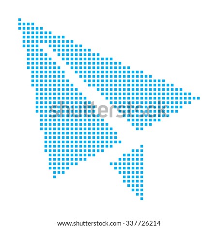 A Blue Mosaic Icon Isolated on a White Background - Paper Airplane