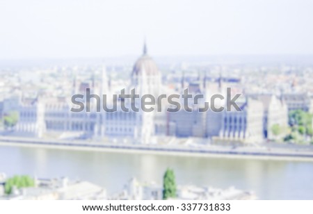 Defocused Background of the Hungarian Parliament in Budapest, Hungary. Intentionally blurred post production for bokeh effect