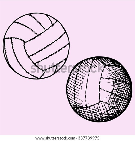 set of volleyball ball, doodle style, sketch illustration, hand drawn, vector
