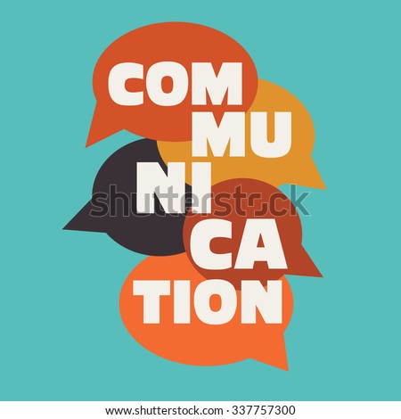 Vector illustration of a communication concept. The word "communication" with colorful dialog speech bubbles Royalty-Free Stock Photo #337757300