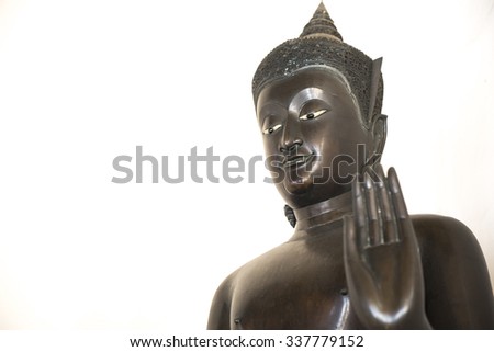 A image of Buddha isolated on white back,Bangkok Thailand.