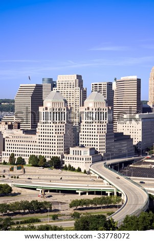 View of buildings in downtown Cincinnati, Ohio.