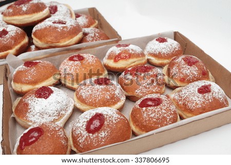 Fresh Hanukkah Donuts Isolated on a white background